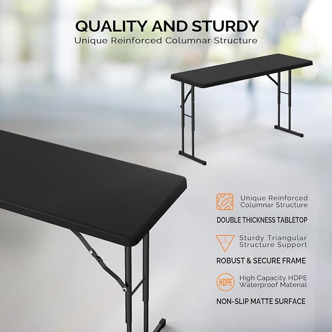 VINGLI 4 FT Narrow Folding Table, Home Work - Image 3