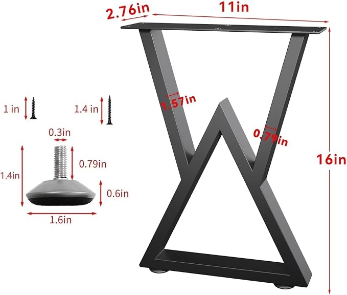 Metal Bench Legs 16 Inch Double Triangle Coffee Table Legs End Table Legs - Image 6