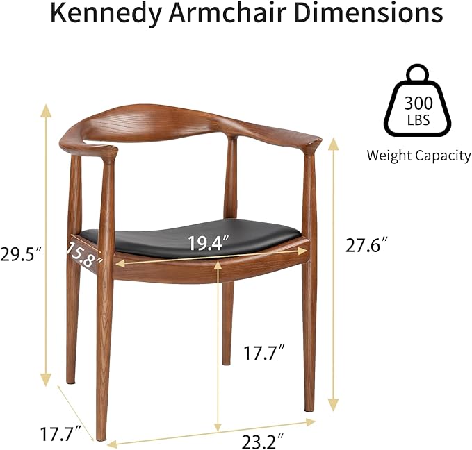 Kennedy Armchair, Mid Century Modern Dining Chair, PU Upholstered Kennedy Chair - Image 3