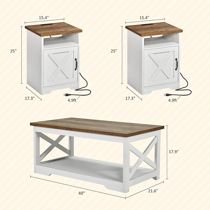 AMERLIFE 5-Piece Farmhouse Table Set Include 63" TV Stand - Image 4