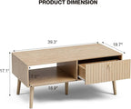 LCRBOL Coffee Table with Storage, Boho Dining Table with Fluted Drawer and - Image 2