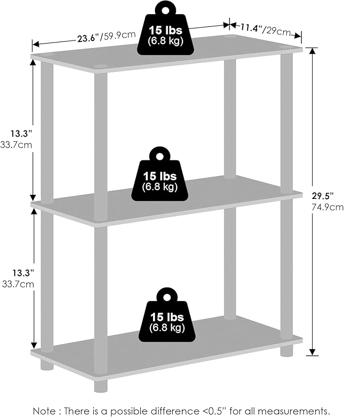 Furinno Turn-N-Tube Book Shelf, 3-Tier Bookshelf, Bookcase - Image 3