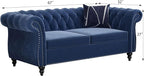Chesterfield Loveseat Sofa, Modern Velvet Small Sofa Couch 2 Seater - Image 2