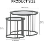 Garden 4 you Nesting Coffee Table, 23.6" Round Coffee Table Set of 2, Glass - Image 2