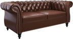 Chesterfield Loveseat Sofa, Modern 2 Seater Couch Leather Small Love Seat Sofa - Image 4