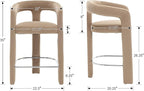 HNY 26 Inch Modern Tall Barrel Bar Stools Set of 3, Velvet Upholstered Barstools - Image 2
