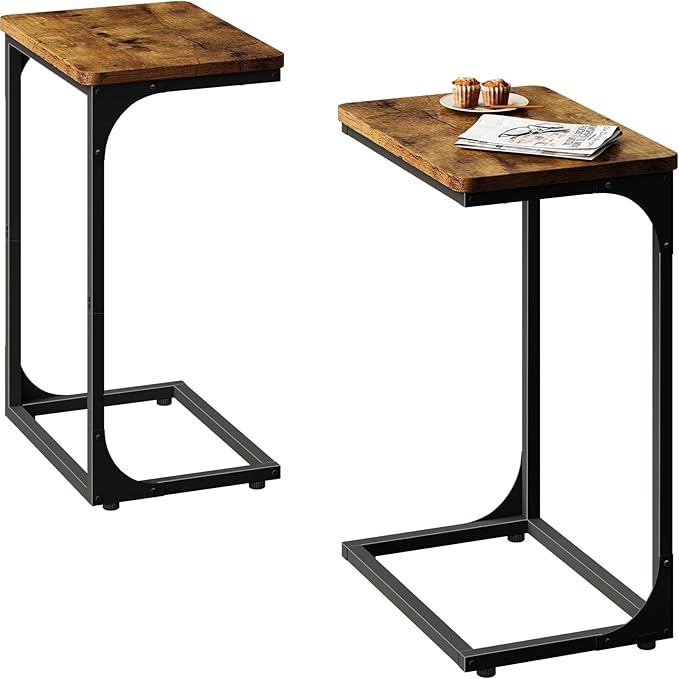 QEEIG C Shaped Side Table Set of 2 Living Room Sets Couch Tray Tables Small by QEEIG