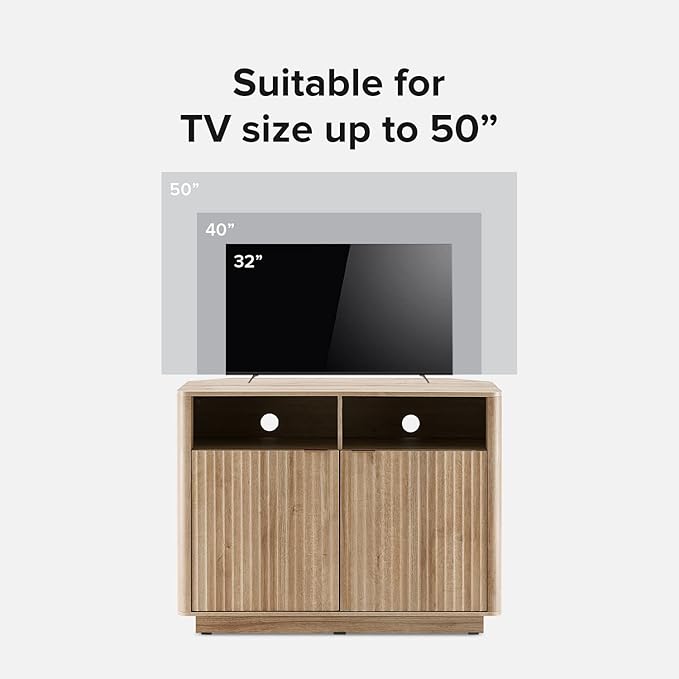 mopio Brooklyn Corner Storage Cabinet, Mid Century Modern Buffet, Entertainment - Image 5