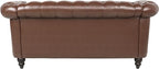 LEVNARY Leather Sofa, Chesterfield Tufted Upholstered 2 Seater Couch, Modern - Image 8