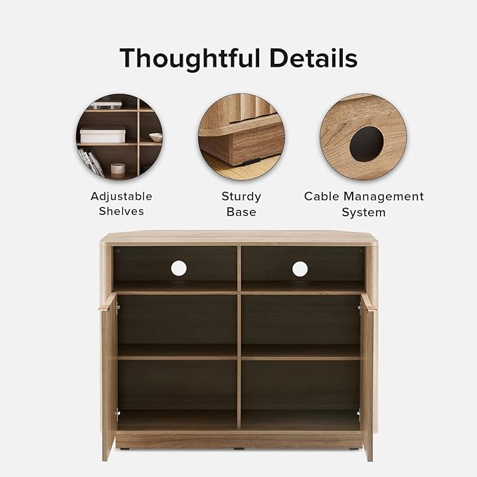 mopio Brooklyn Corner Storage Cabinet, Mid Century Modern Buffet, Entertainment - Image 4