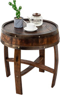 Farmhouse Whiskey Barrel End Table, Round Wood Barrel Side Table, Rusitc Wine by Unknown
