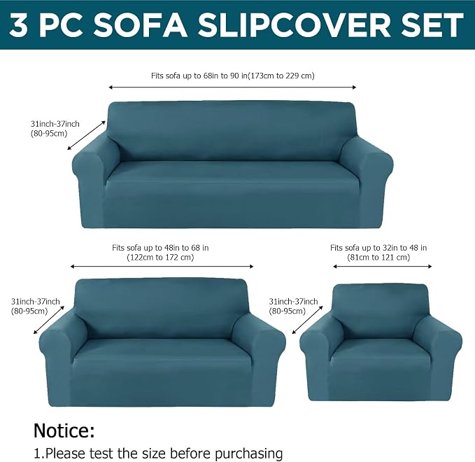 Peryiter 3 Pcs Couch and Loveseat Covers Set Sofa Cover - Image 2