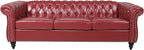LEVNARY Chesterfield Sofa, Classic Tufted Upholstered Leather Couch, Modern 3 - Image 8