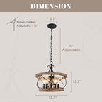 15.7" Farmhouse Chandelier, 5-Light Rustic Drum Chandelier Light Fixture Over - Image 7