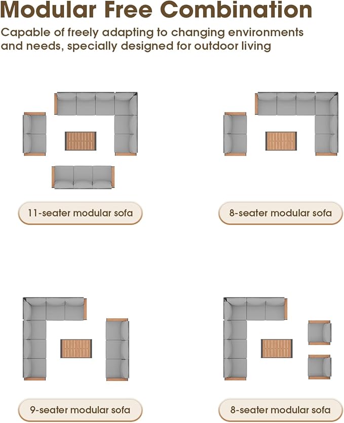 Aluminum Outdoor Patio Furniture Set, 11 Seats Patio Conversation Sets - Image 6
