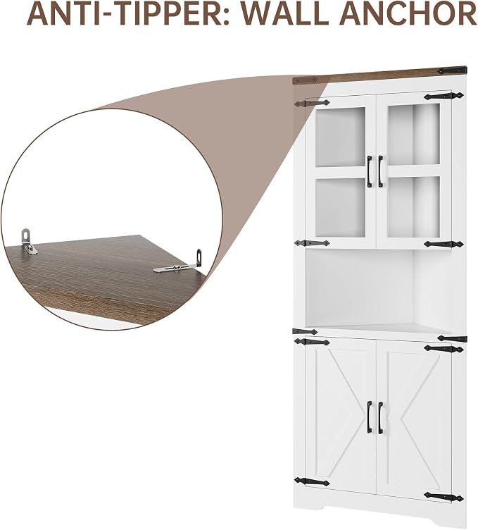 GarveeHome Tall Corner Cabinet, Farmhouse Corner Storage Cabinet - Image 7