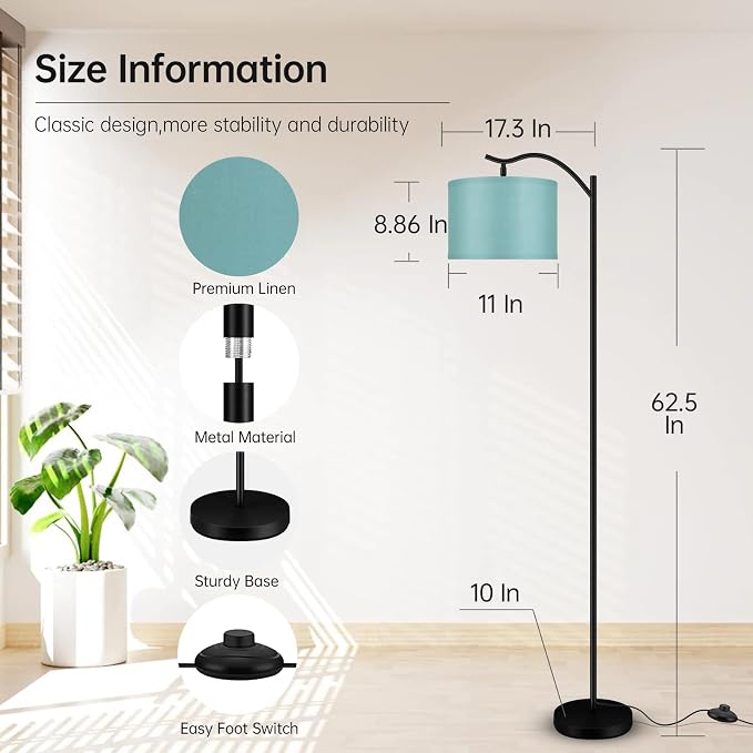 BoostArea Floor Lamp for Living Room, LED Arched Floor Lamp, Tall Modern - Image 5