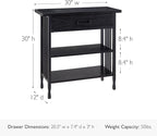 Leick Home Ironcraft Bookshelf, Solid Wood, 1 Drawer, 2 Shelves, Slatted Sides - Image 3