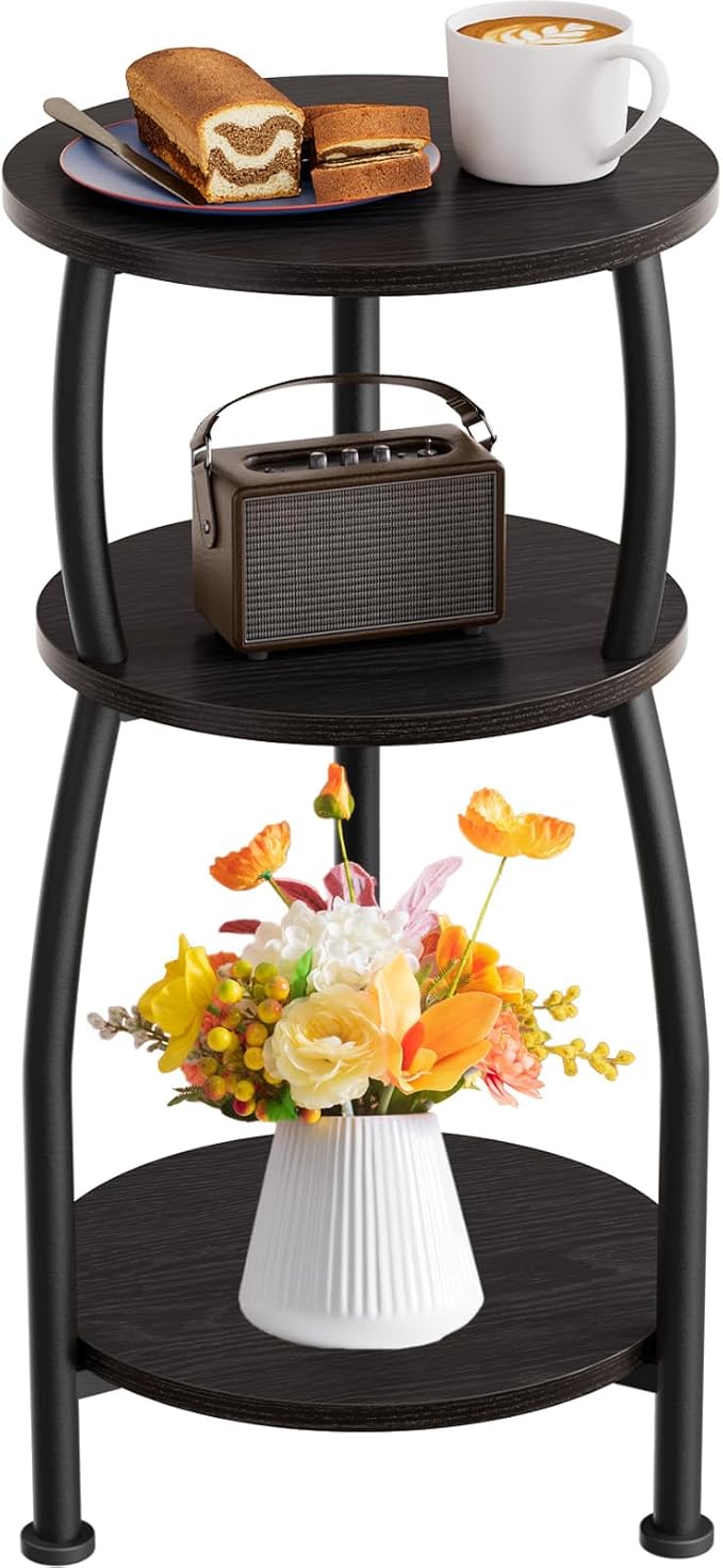 Small Round Side Table, 3-Tier End Table by designyourhome