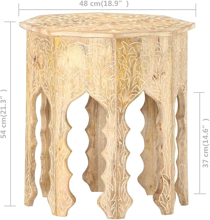 vidaXL Bohemian-Style Side Table in Solid Mango Wood - Image 7