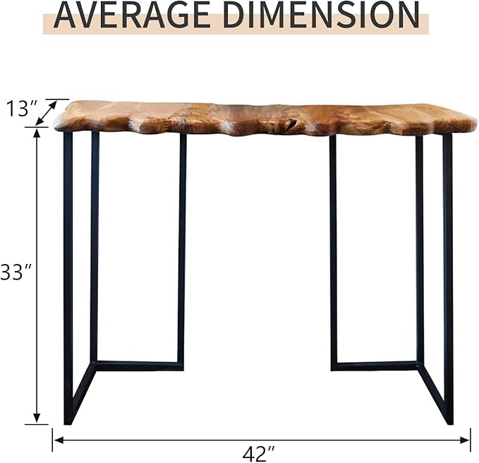 WELLAND Cedar Wood Live Edge Console Table 13" D x 42" W x 33" H Writing Desk - Image 2