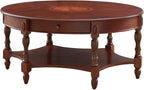 Traditional Solid Wood Oval Coffee Table, Elegant Center Table by BAXMUY