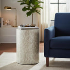 PEMAR Mother of Pearl Cylinder Drum End Table Nacre Side Stool Round Accent - Image 8