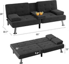Flamaker Futon Sofa Bed Modern Folding Futon Set Linen Fabric Convertible - Image 3