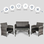 Tangkula 4 PCS Wicker Patio Conversation Set, Outdoor Rattan Sofas - Image 9