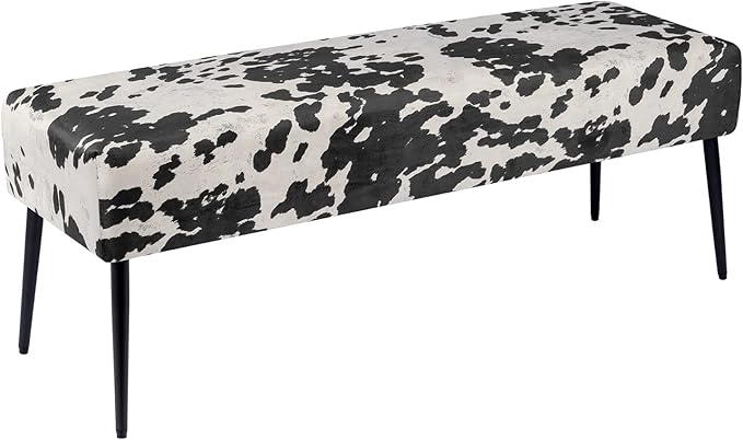 DUHOME Velvet Bench Ottoman, Upholstered Bedroom Benches Cow Print End of Bed by DuhomeElegantLifestyle
