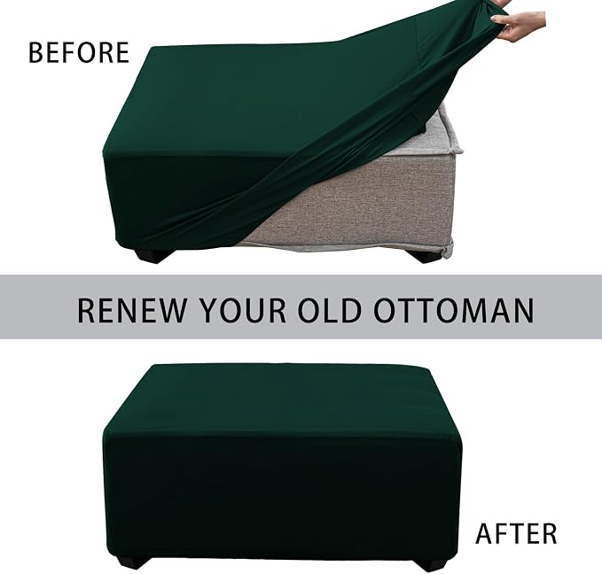 Super Stretch Ottoman Cover- Soft Form Fit Ottoman Cover Rectangular Ottoman - Image 4