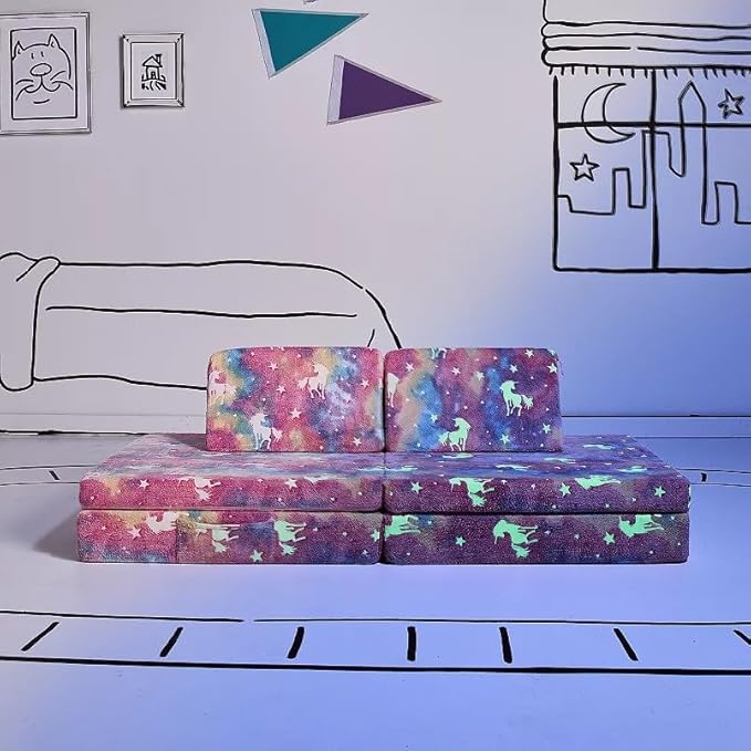 YOURIGAMI Kids and Toddler Play Couch, Convertible Folding Sofa, Durable Foam by Yourigami