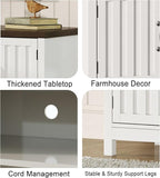 ChooChoo Farmhouse TV Stand, Wood Fluted Door Entertainment Center - Image 5