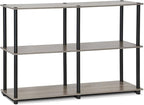 Furinno TURN-N-TUBE Storage Shelves, 3-Tier 47.4 Wide Book Shelf, Corner Shelf by Furinno-FitsYourSpaceFitsYourBudget
