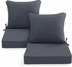Summsun Patio Chair Cushions Set of 2, Water Resistant Backrest Pillow and Seat by SUMMSUN