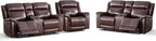 ANJ Premium Genuine Manual Reclining Sofa Set, Included Single Recliner Chair by ANJ