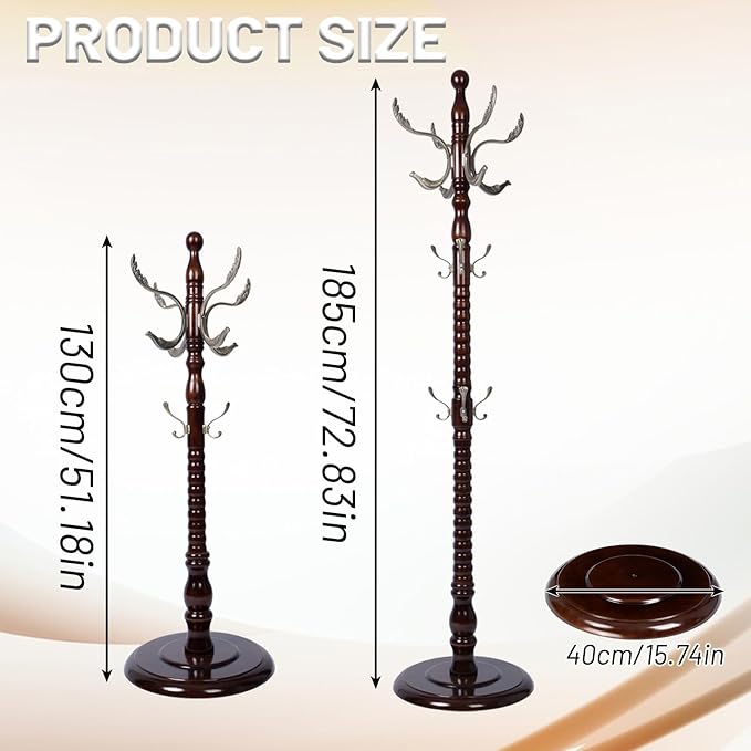 73" Wooden Coat Rack Stand, Coat Racks Freestanding - Image 6