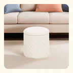 PINPLUS Ottoman with Stroage Round Boucle Ottoman and Tray Sherpa Removable - Image 6