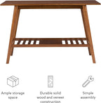 Linon Melissa Mid-Century Modern Walnut Console Table - Image 9