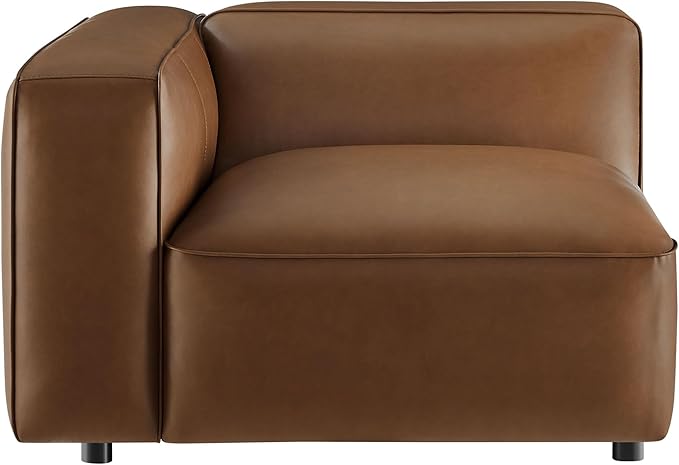 Modway Auren Vegan Leather Left Modular Armchair in Coffee - Image 8