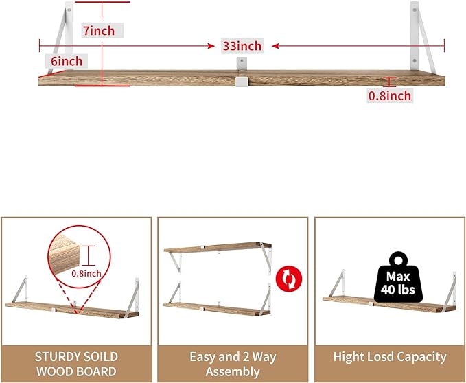 Austin yan Floating Bookshelf ，33inch, Wall Mounted Shelves - Image 3