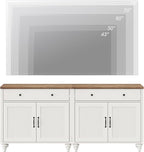 WAMAPT Buffet Cabinet with 4 Doors and 2 Drawers, Large Coffee Bar Table Wood - Image 8