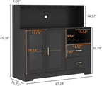 Bar Cabinet for Home with LED Light, Coffee Bar Cabinet with Wine & Glass Rack - Image 2