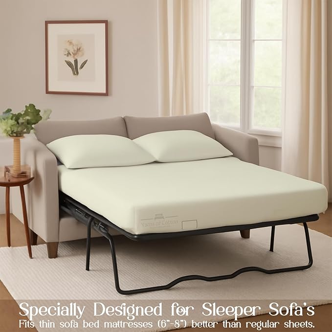 Sleeper Sofa Bed Sheet, 100% Cotton 400 Thread Count, 4 Piece Set, Deep Pocket - Image 3