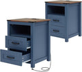 Blue Night Stand Set of 2, Rustic End Table by Puntogen