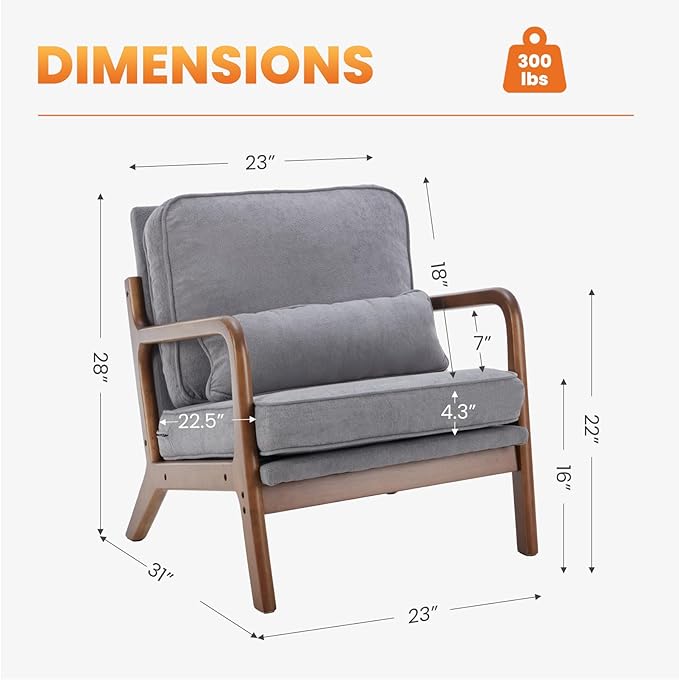 DUMOS Mid Century Modern Chair, Accent Chair - Image 2