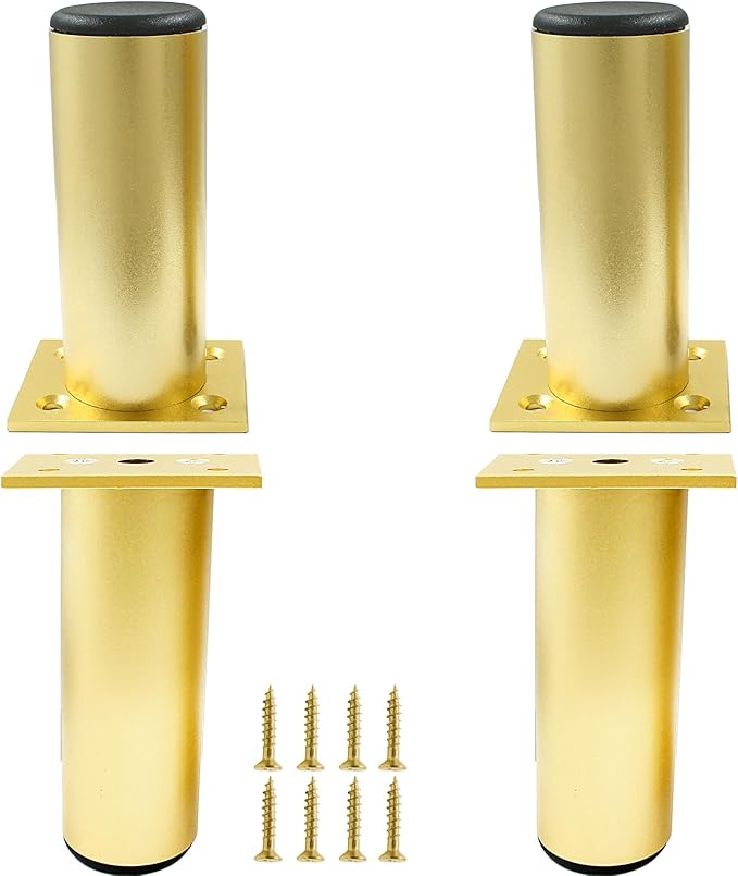 Set of 4 Aluminum Alloy Furniture Legs 4.7 Inch Height, 1.5 Inch Diameter by Kyuionty