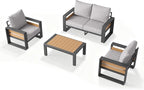 Aoxun Aluminum Patio Furniture Set, 4 Piece Luxury Outdoor Sectional - Image 9
