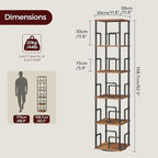 MAHANCRIS 5-Tier Rotating Bookshelf, Freestanding Corner Bookshelf, 360° - Image 3