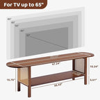 HollyHOME Bamboo TV Stand with Storage - Image 3